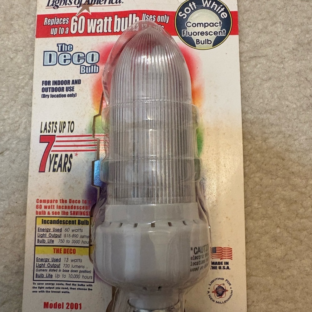 VGT Deco Bulb Soft White Compact Fluorescent Lights of America Collector Item